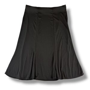 Y2K Notations Black Slip Midi Flared Skirt 90s Minimalist Chic Preppy S Vintage